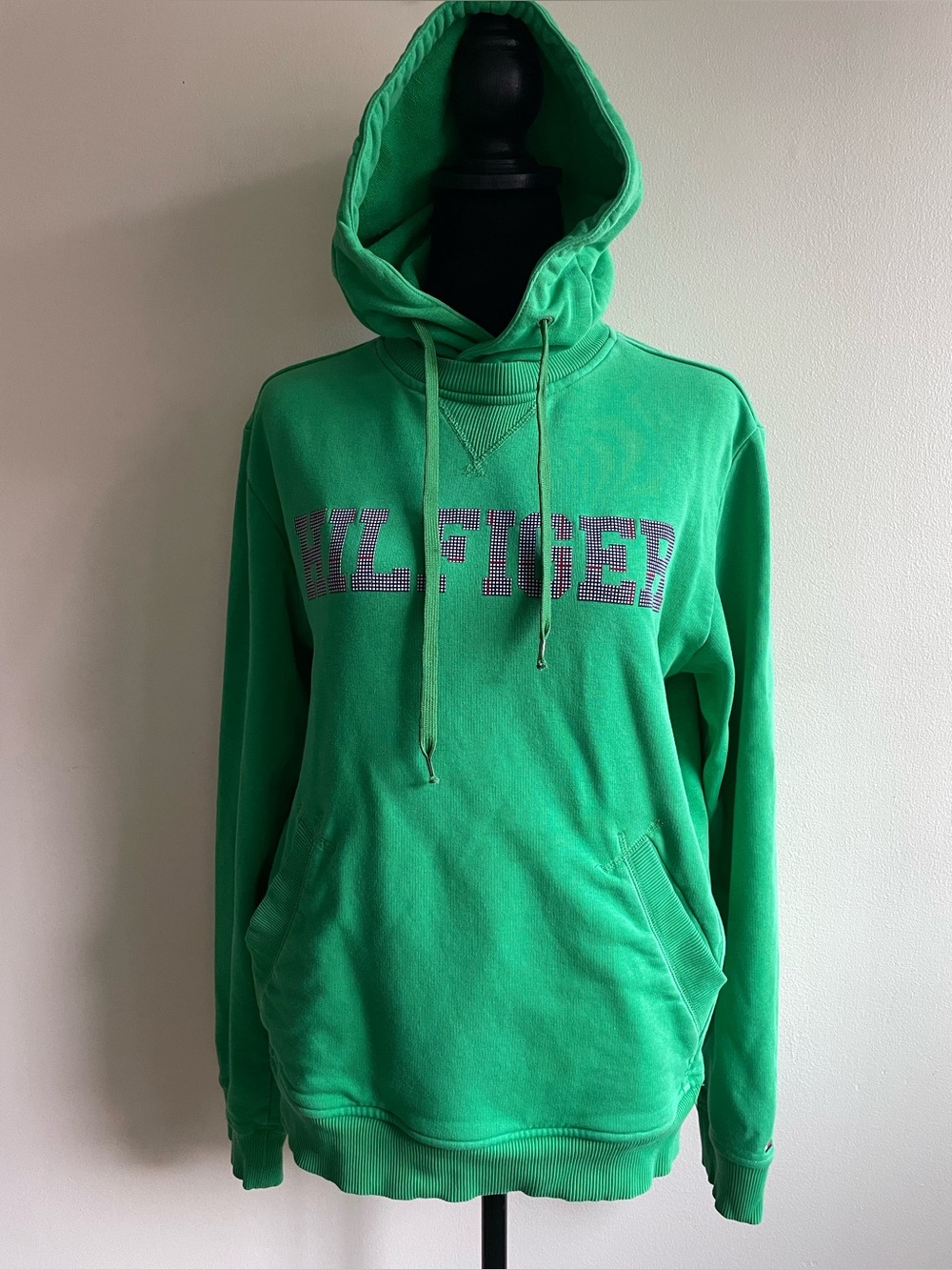 Tommy Hilfiger Sport Green Graphic Logo Hoodie Size M Y2K Preppy